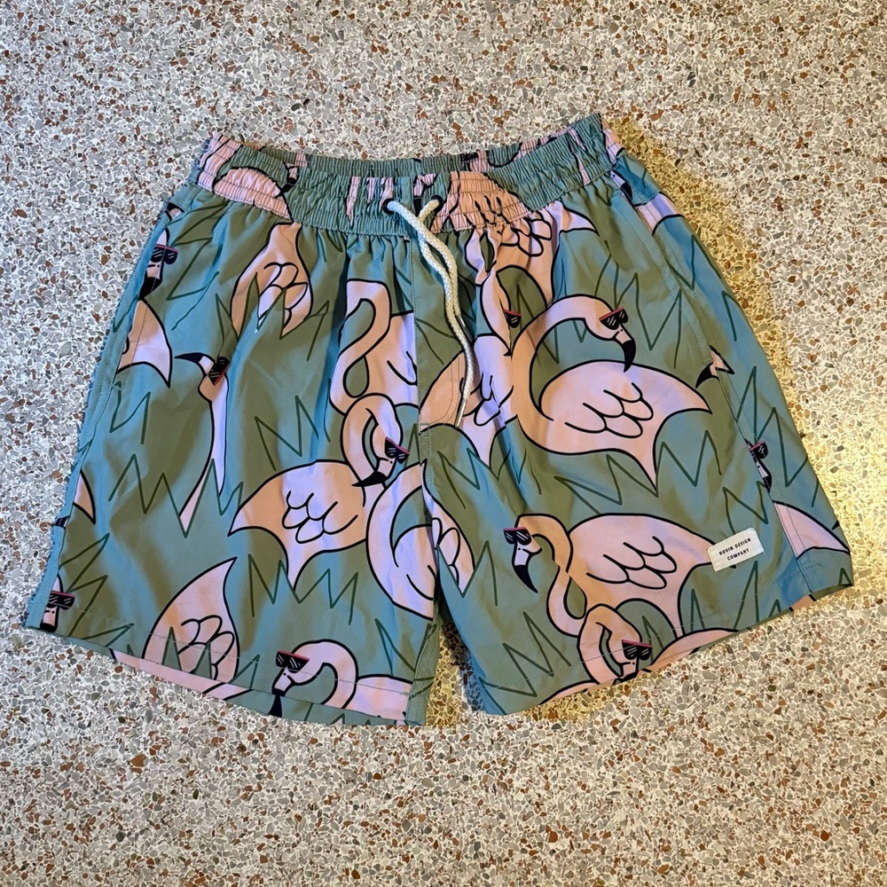 Duvin Flamingo Party Swim Trunks